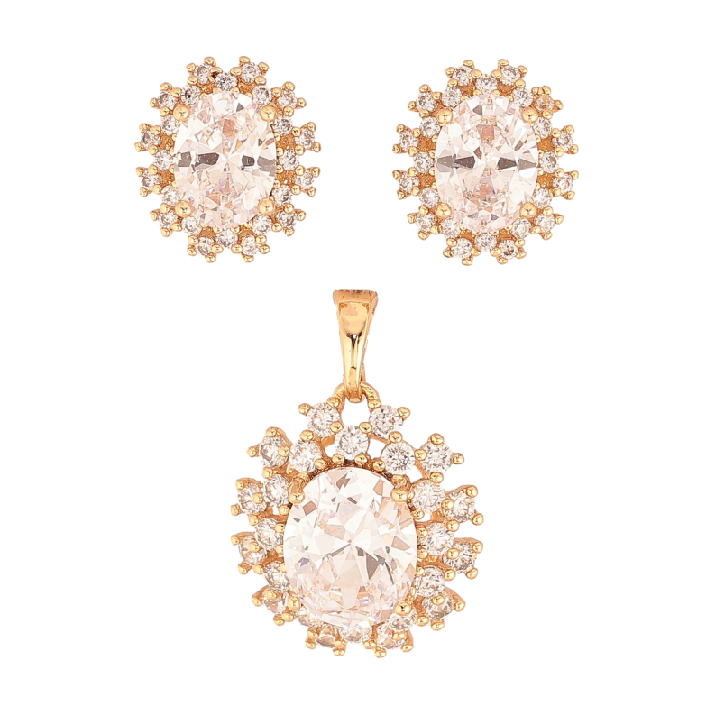 Набір Xuping колір Позолота 18K Сережки Кулон "Кристали в променистому обрамленні" фото №1