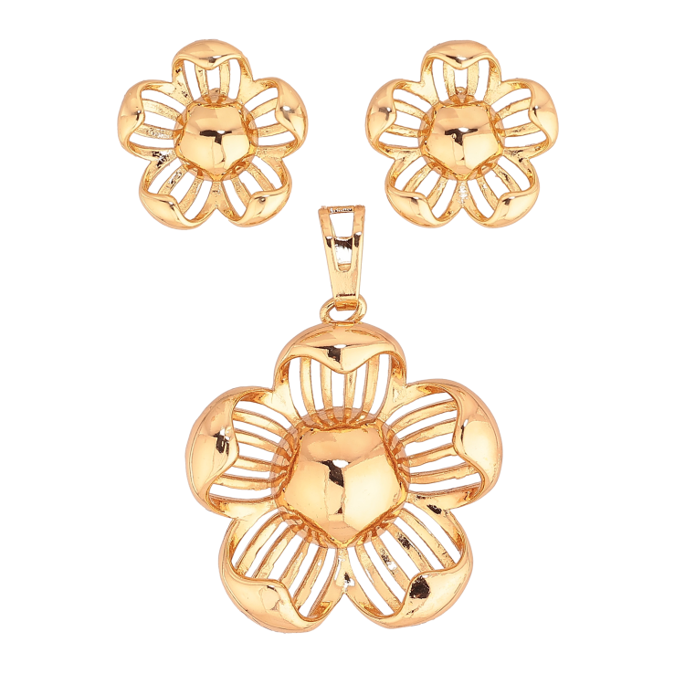 Набір Xuping колір Позолота 18K Сережки Кулон "Квітка" фото №4 Набір Xuping колір Позолота 18K Сережки Кулон "Квітка" фото №4