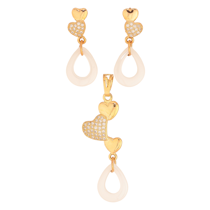 Набір Xuping колір Позолота 18K Сережки Кулон "Серце з підвісками з білої кераміки" фото №18 Набір Xuping колір Позолота 18K Сережки Кулон "Серце з підвісками з білої кераміки" фото №18