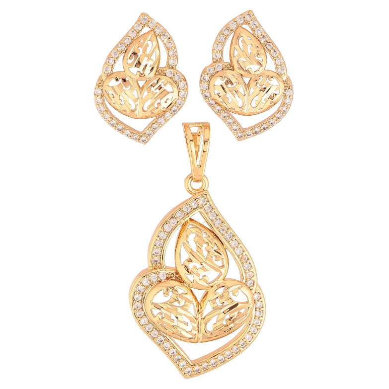 Набір Xuping колір Позолота 18K Сережки Кулон "Вигадливий орнамент з кристалами" фото №3