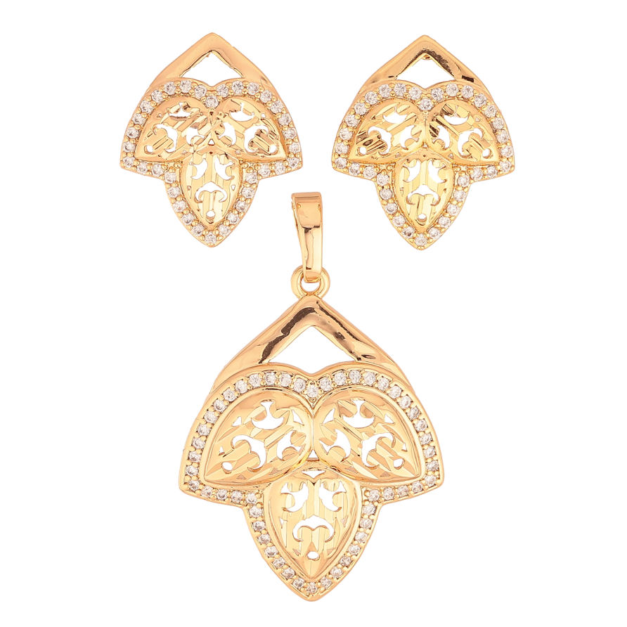 Набор Xuping цвет Позолота 18K Серьги Кулон "Изящный резной орнамент" фото №1 Набор Xuping цвет Позолота 18K Серьги Кулон "Изящный резной орнамент" фото №1