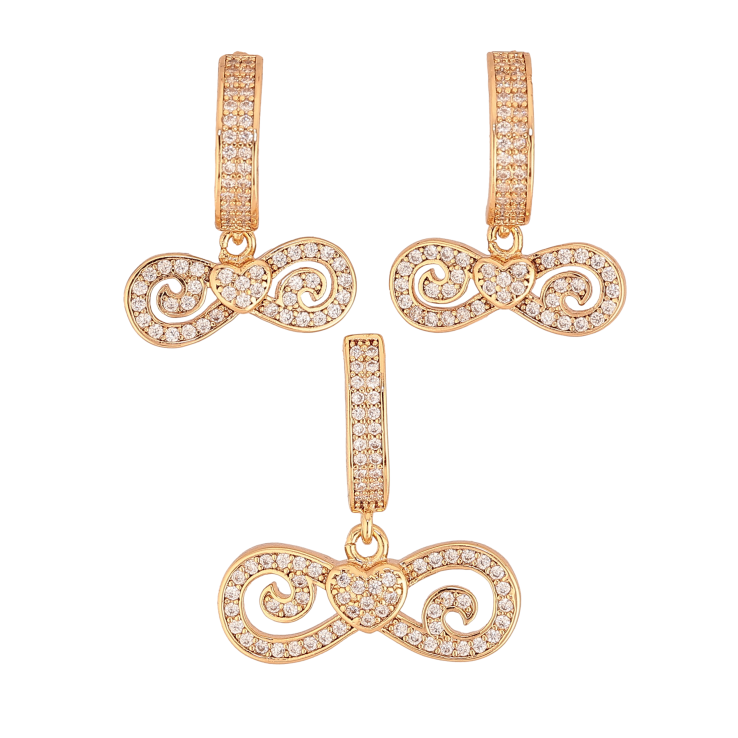 Набір Xuping колір Позолота 18K Сережки Кулон "Знак нескінченності інкрустація кристалами" фото №17 Набір Xuping колір Позолота 18K Сережки Кулон "Знак нескінченності інкрустація кристалами" фото №17