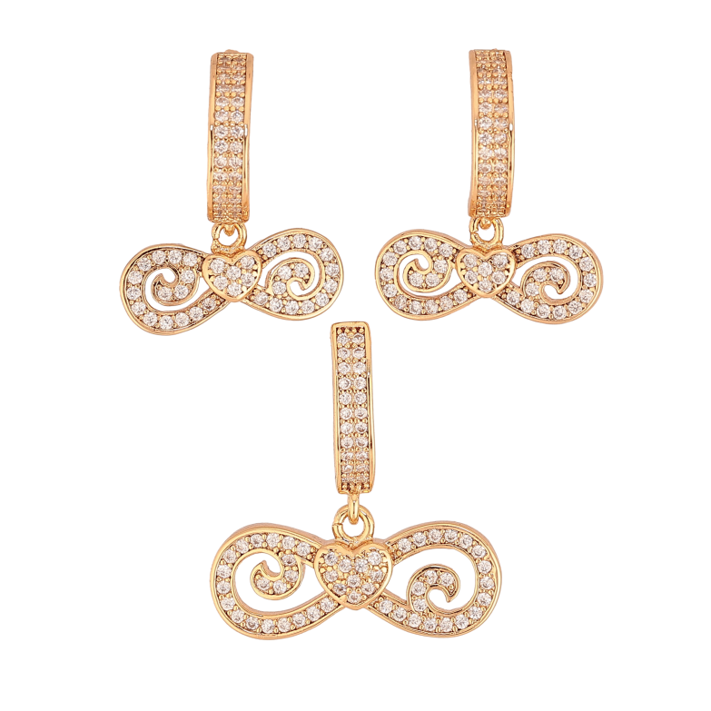 Набір Xuping колір Позолота 18K Сережки Кулон "Знак нескінченності інкрустація кристалами" фото №1