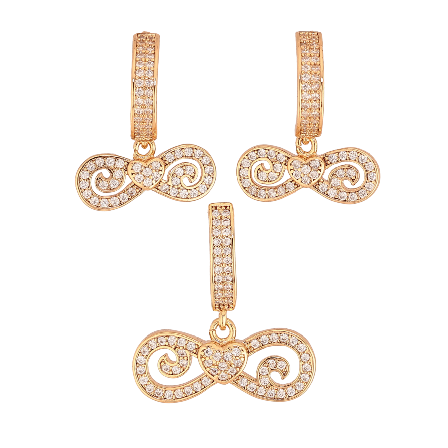 Набір Xuping колір Позолота 18K Сережки Кулон "Знак нескінченності інкрустація кристалами" фото №1