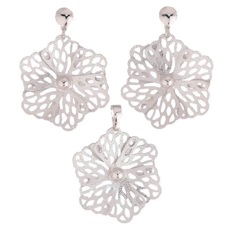 Набір Xuping колір Родій Сережки Кулон "Декоративні різьблені квіти" фото №17