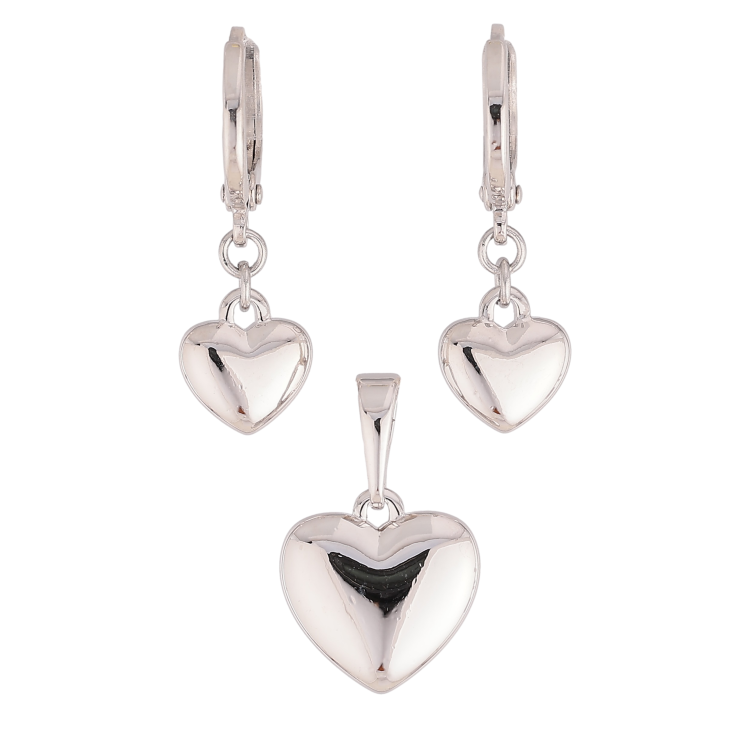 Набір Xuping колір Родій Сережки Кулон "Сердечки" сер. 7х8мм, кул. 11х12мм фото №12 Набір Xuping колір Родій Сережки Кулон "Сердечки" сер. 7х8мм, кул. 11х12мм фото №12