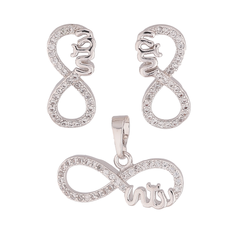 Набір Xuping колір Родій Сережки "Нескінченність" фото №1 Набір Xuping колір Родій Сережки "Нескінченність" фото №1