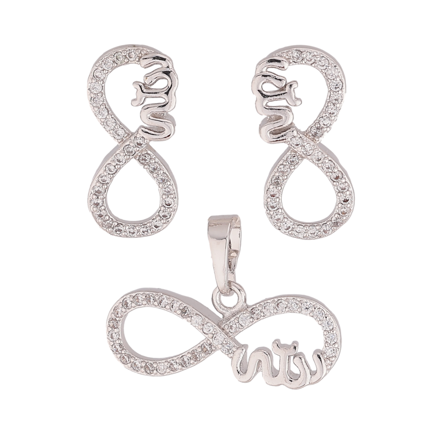 Набір Xuping колір Родій Сережки "Нескінченність" фото №1 Набір Xuping колір Родій Сережки "Нескінченність" фото №1
