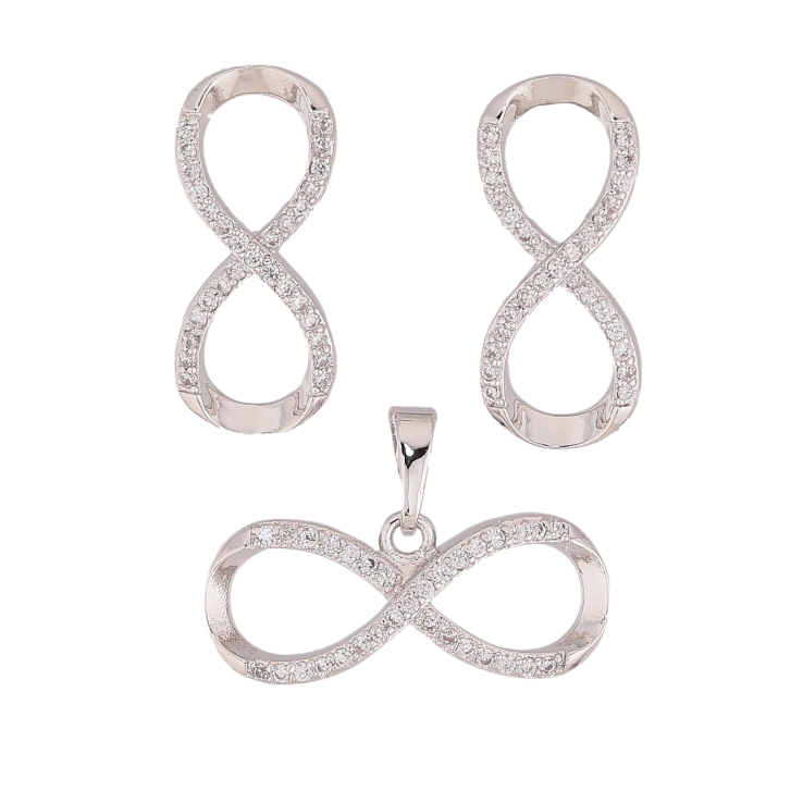 Набір Xuping колір Родій Сережки Кулон "Нескінченність із кристалами" фото №15