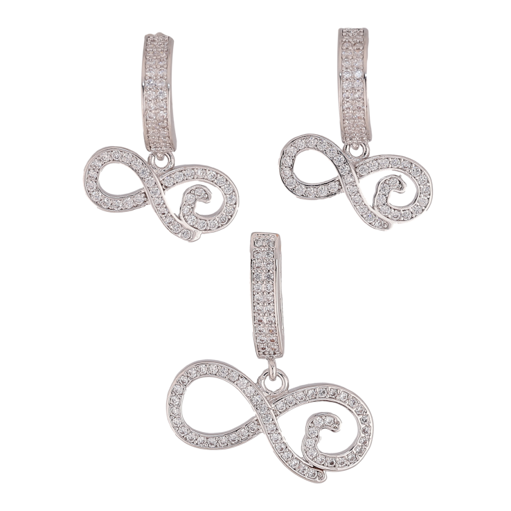 Набір Xuping колір Родій Сережки Кулон "Нескінченність" фото №11