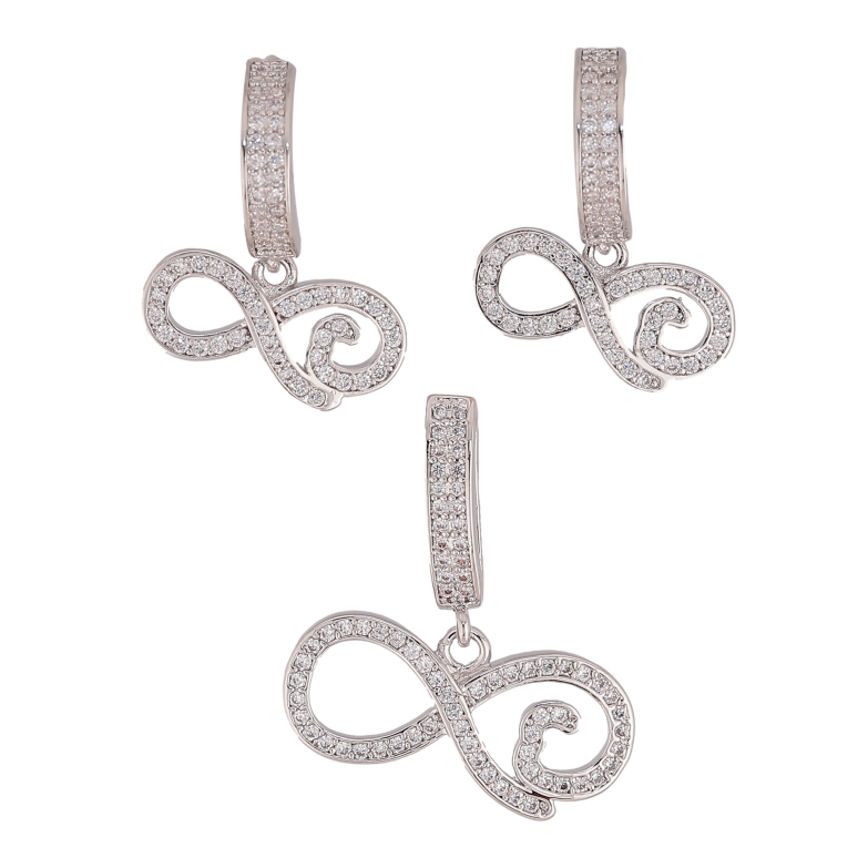 Набір Xuping колір Родій Сережки Кулон "Нескінченність" фото №1