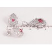 Набір Xuping колір Родій Сережки Кулон "Ажурна крапля з чевоними кристалами" фото №2
