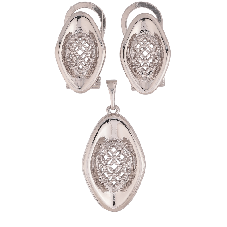 Набір Xuping колір Родій Сережки Кулон "Візерунок з кристалами" фото №10