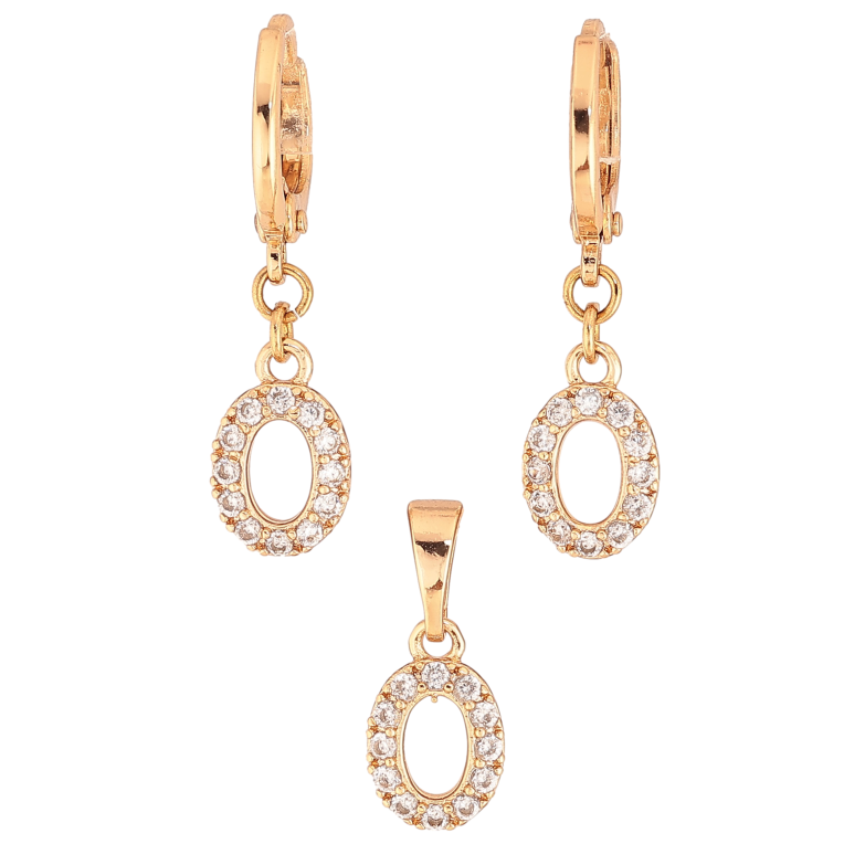 Набір Xuping колір Позолота 18K Сережки Кулон "Овальні підвіски з кристалами" фото №1