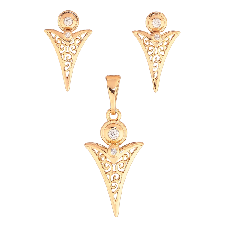 Набір Xuping колір Позолота 18K сережки кулон "Декоративний візерунок з кристалами" фото №19 Набір Xuping колір Позолота 18K сережки кулон "Декоративний візерунок з кристалами" фото №19