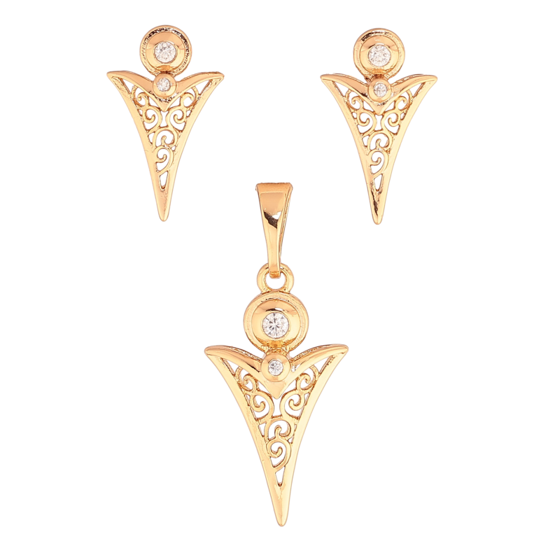Набір Xuping колір Позолота 18K сережки кулон "Декоративний візерунок з кристалами" фото №1