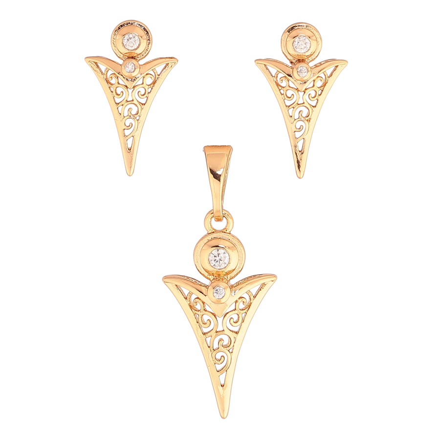 Набір Xuping колір Позолота 18K сережки кулон "Декоративний візерунок з кристалами" фото №1