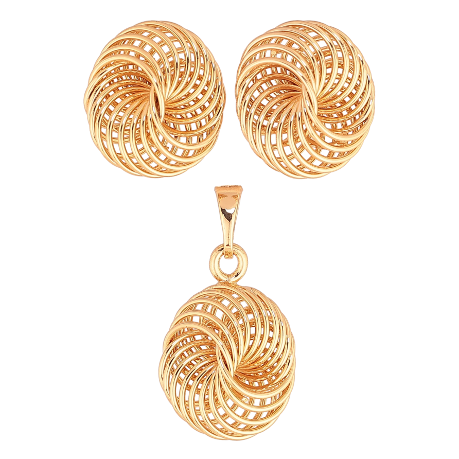 Набор Xuping цвет Позолота 18K серьги кулон "Декоративный узор" фото №1 Набор Xuping цвет Позолота 18K серьги кулон "Декоративный узор" фото №1