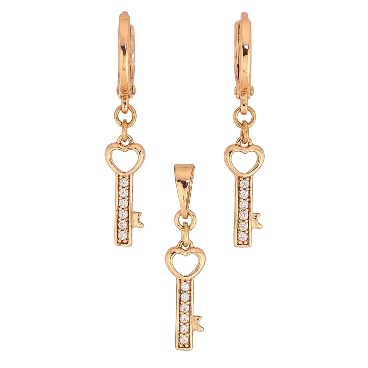 Набір Xuping колір Позолота 18K сережки кулон "Ключики" фото №5 Набір Xuping колір Позолота 18K сережки кулон "Ключики" фото №5