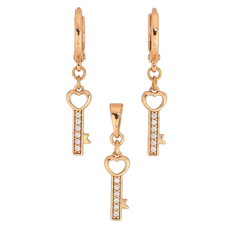 Набор Xuping цвет Позолота 18K серьги кулон "Ключики" фото №1 Набор Xuping цвет Позолота 18K серьги кулон "Ключики" фото №1