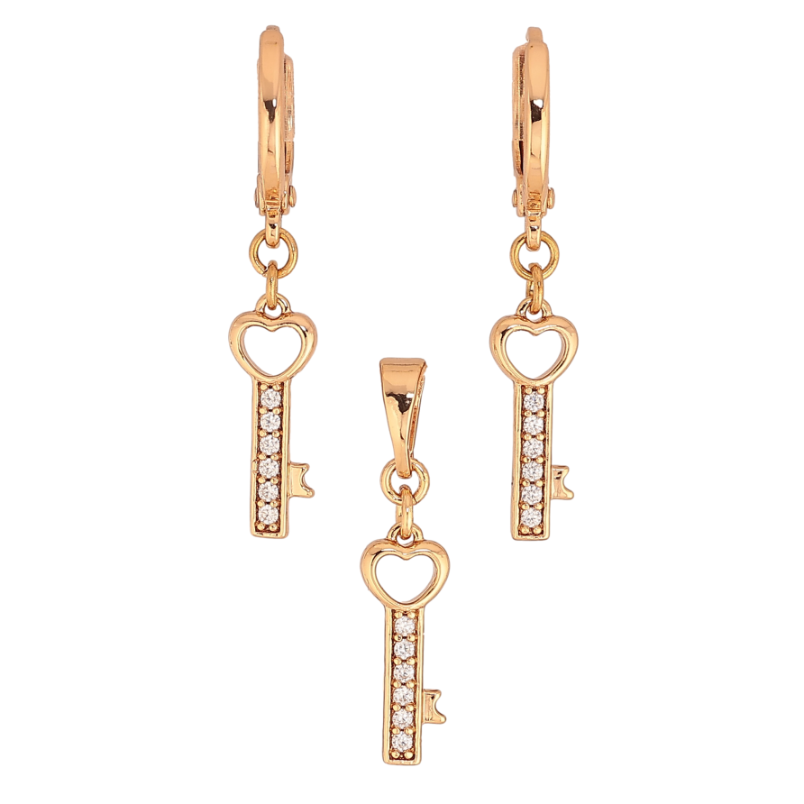 Набор Xuping цвет Позолота 18K серьги кулон "Ключики" фото №1 Набор Xuping цвет Позолота 18K серьги кулон "Ключики" фото №1