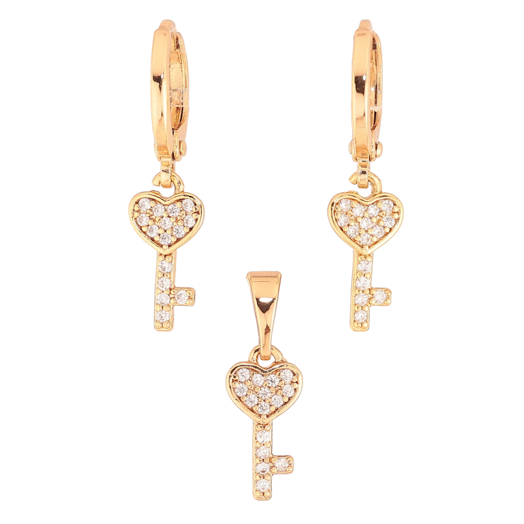 Набір Xuping колір Позолота 18K Сережки Кулон "Ключики" фото №5 Набір Xuping колір Позолота 18K Сережки Кулон "Ключики" фото №5