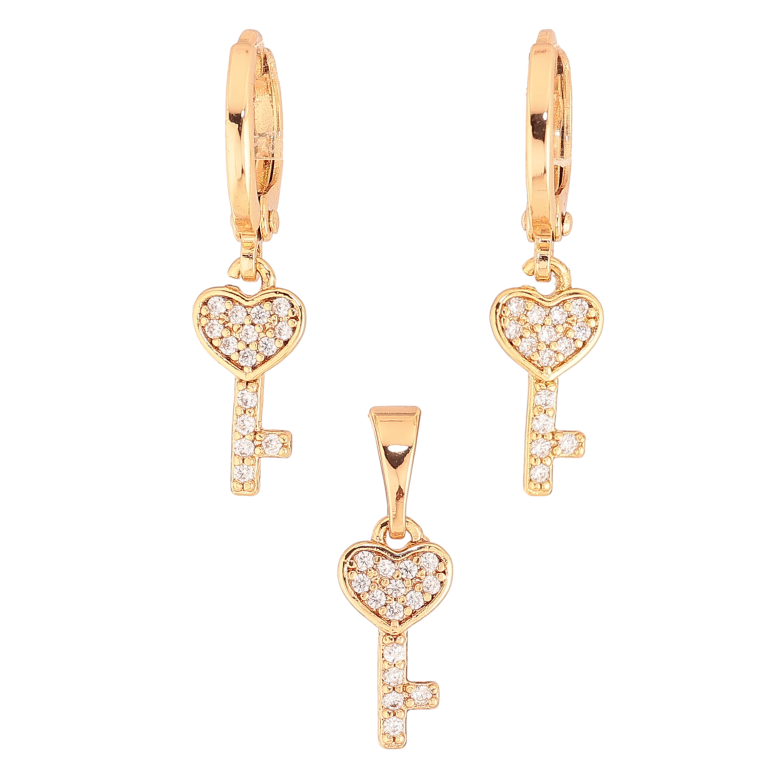 Набір Xuping колір Позолота 18K Сережки Кулон "Ключики" фото №1 Набір Xuping колір Позолота 18K Сережки Кулон "Ключики" фото №1