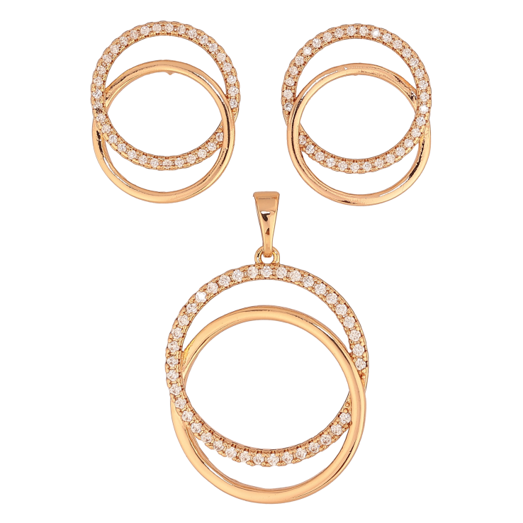 Набір Xuping колір Позолота 18K сережки кулон "Колечка з кристалами" фото №14 Набір Xuping колір Позолота 18K сережки кулон "Колечка з кристалами" фото №14