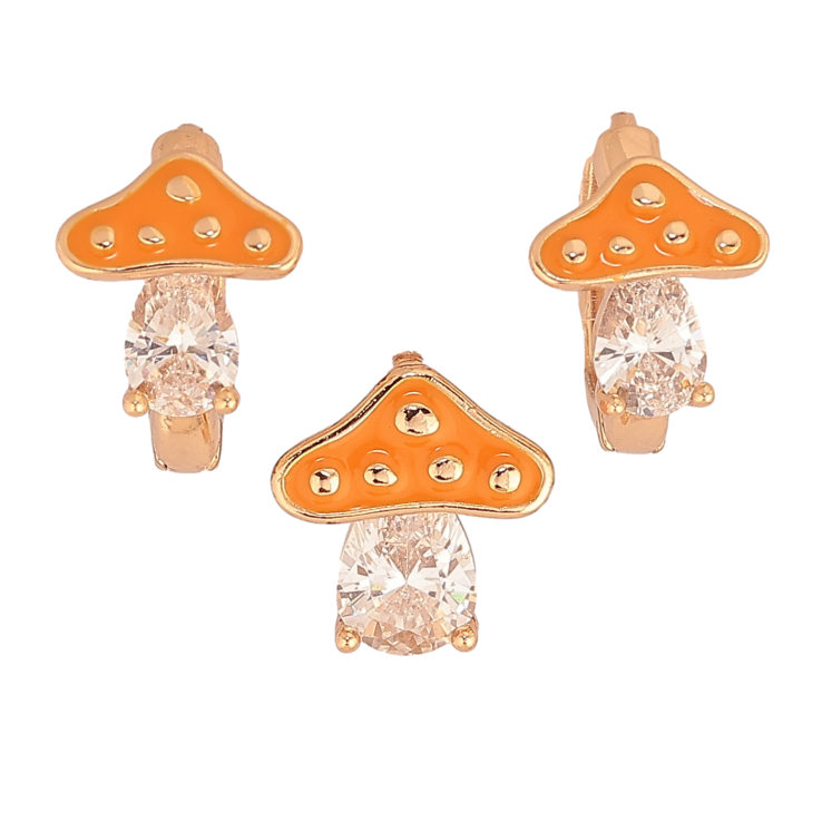 Набір Xuping колір Позолота 18K сережки кулон "Мухомори з кристалами та помаранчевою емаллю" фото №19 Набір Xuping колір Позолота 18K сережки кулон "Мухомори з кристалами та помаранчевою емаллю" фото №19