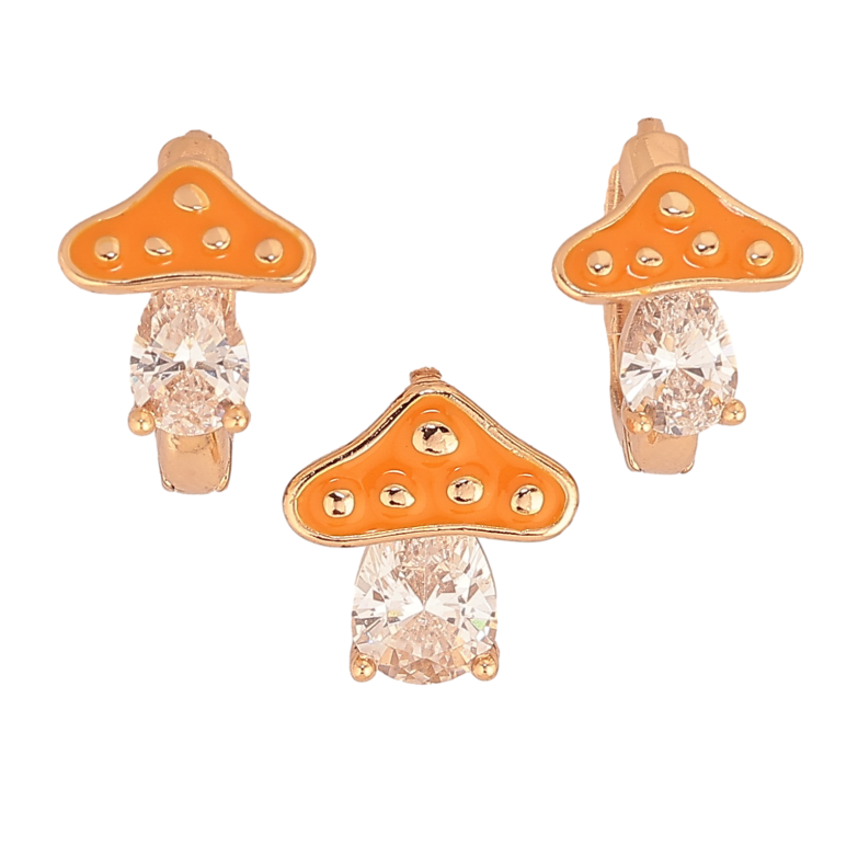 Набір Xuping колір Позолота 18K сережки кулон "Мухомори з кристалами та помаранчевою емаллю" фото №3 Набір Xuping колір Позолота 18K сережки кулон "Мухомори з кристалами та помаранчевою емаллю" фото №3