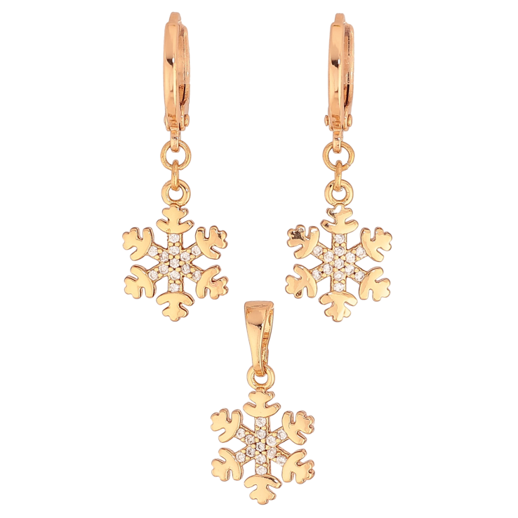 Набір Xuping колір Позолота 18K сережки кулон "Сніжинки" фото №25 Набір Xuping колір Позолота 18K сережки кулон "Сніжинки" фото №25