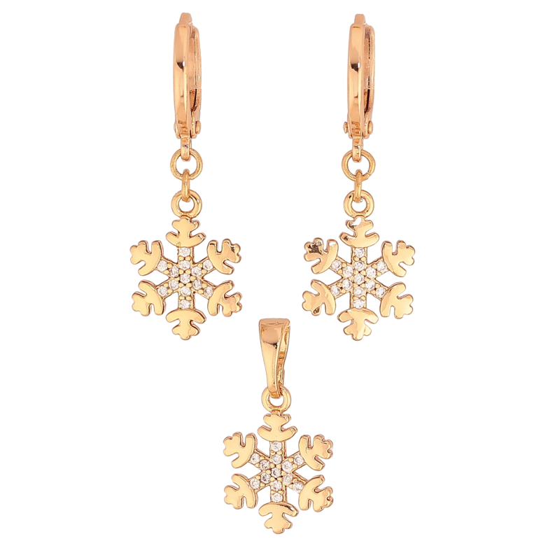 Набір Xuping колір Позолота 18K сережки кулон "Сніжинки" фото №1 Набір Xuping колір Позолота 18K сережки кулон "Сніжинки" фото №1