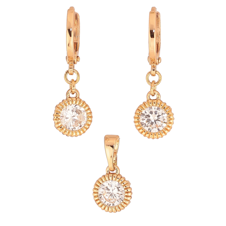 Набір Xuping колір Позолота 18K сережки кулон "Підвіски з кристалами"  ø 8мм фото №1