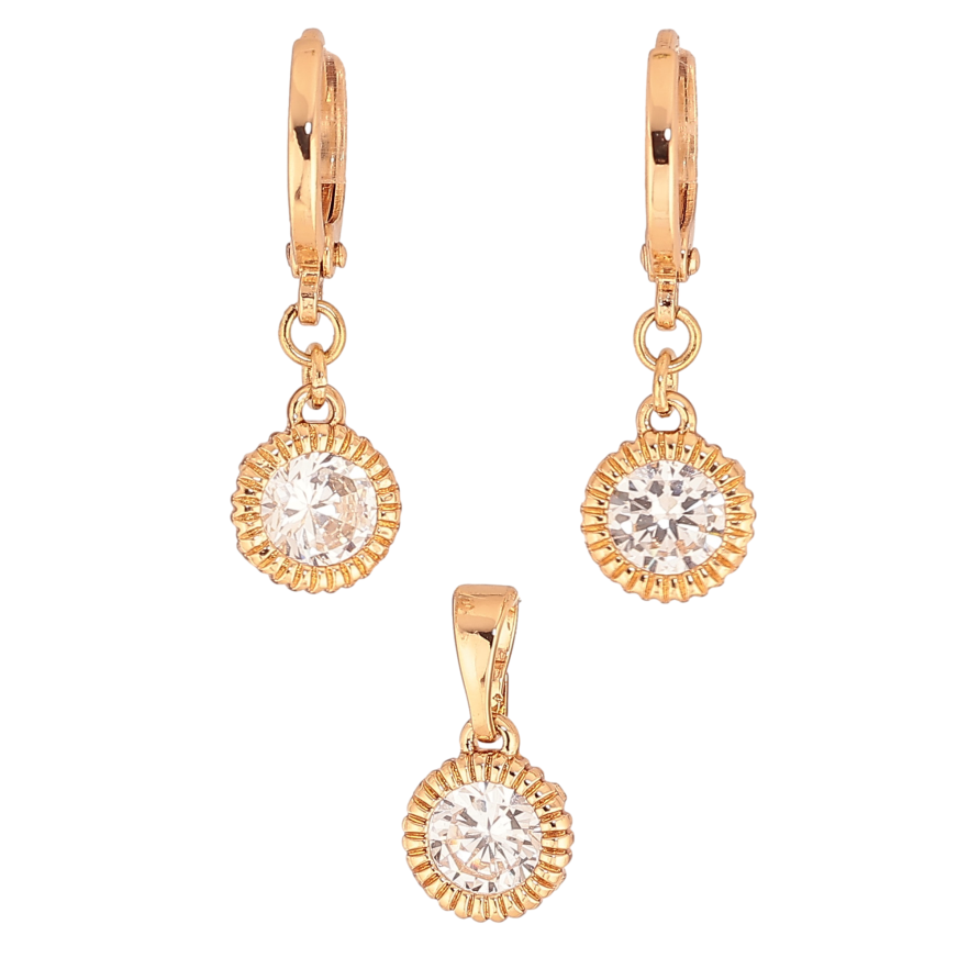 Набір Xuping колір Позолота 18K сережки кулон "Підвіски з кристалами"  ø 8мм фото №1