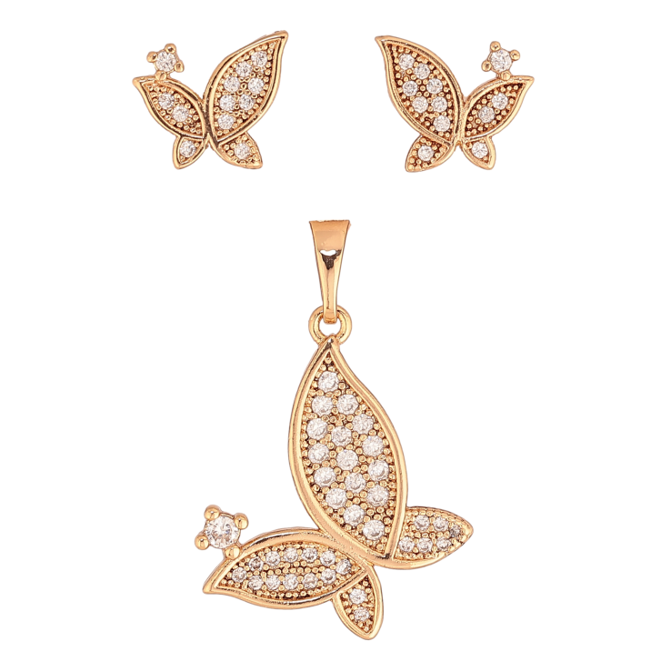 Набір Xuping колір Позолота 18K сережки кулон "Метелики з інкрустацією кристалами" фото №23 Набір Xuping колір Позолота 18K сережки кулон "Метелики з інкрустацією кристалами" фото №23