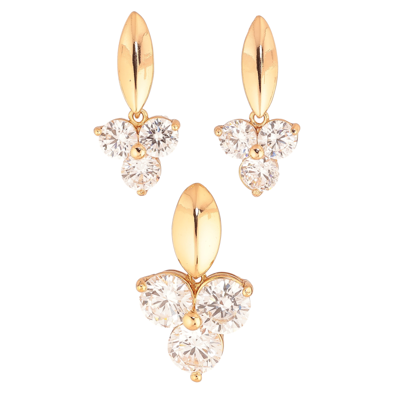 Набор Xuping цвет Позолота 18K серьги кулон "Узор с кристаллами" фото №1 Набор Xuping цвет Позолота 18K серьги кулон "Узор с кристаллами" фото №1