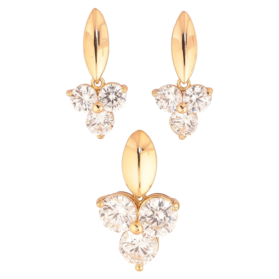 Набір Xuping колір Позолота 18K сережки кулон "Візерунок з кристалами" фото №1 Набір Xuping колір Позолота 18K сережки кулон "Візерунок з кристалами" фото №1