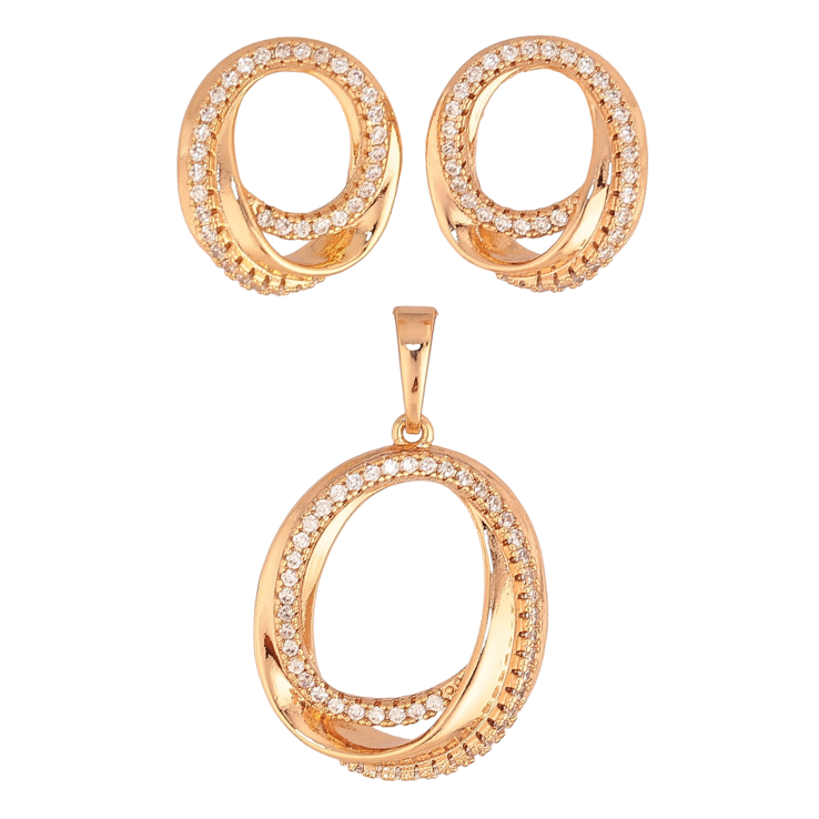 Набір Xuping колір Позолота 18K сережки кулон "Кільця з кристалами" фото №8 Набір Xuping колір Позолота 18K сережки кулон "Кільця з кристалами" фото №8