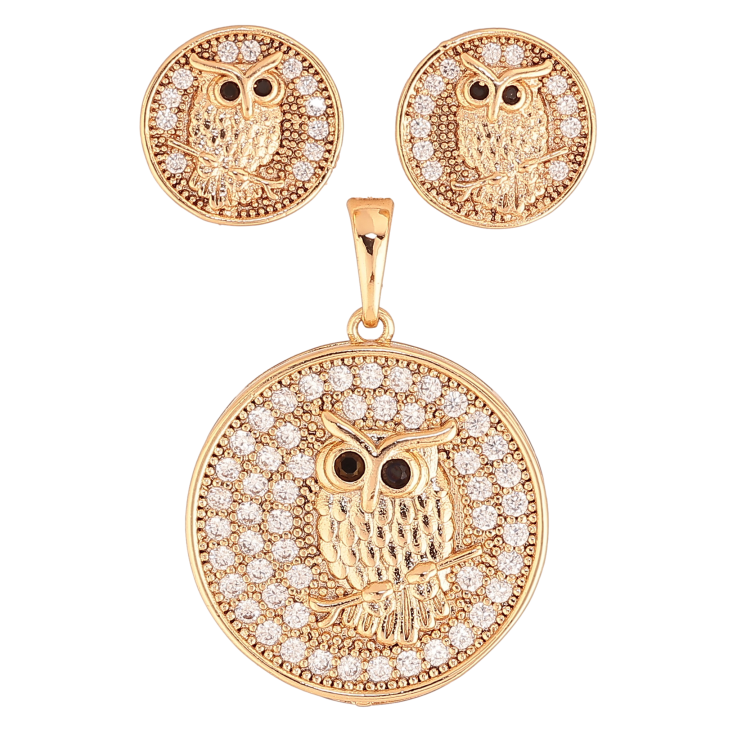 Набір Xuping колір Позолота 18K сережки кулон "Сови" фото №21 Набір Xuping колір Позолота 18K сережки кулон "Сови" фото №21