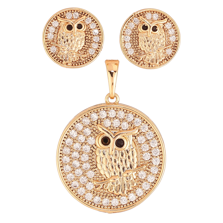 Набір Xuping колір Позолота 18K сережки кулон "Сови" фото №9