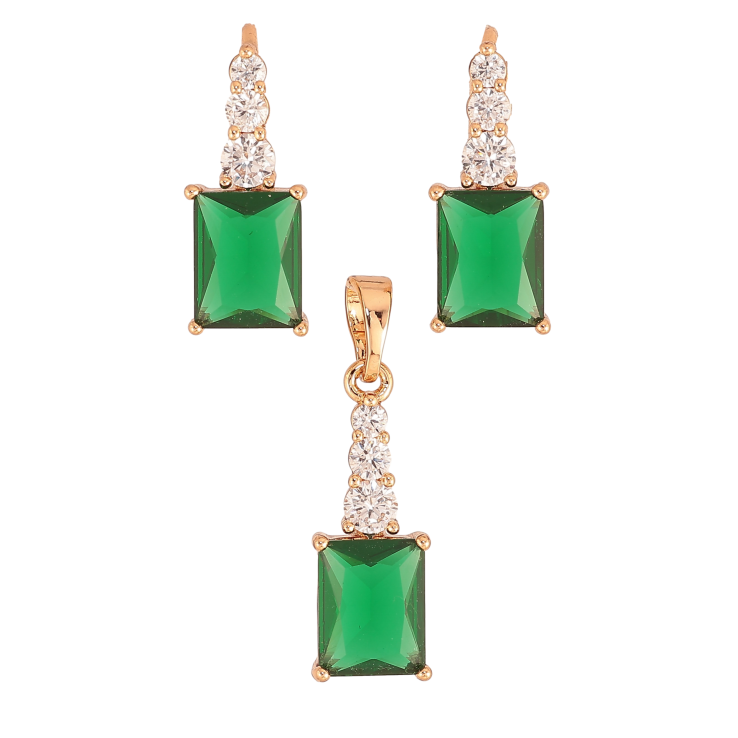 Набір Xuping колір Позолота 18K сережки кулон "Візерунок з зеленими кристалами" фото №8