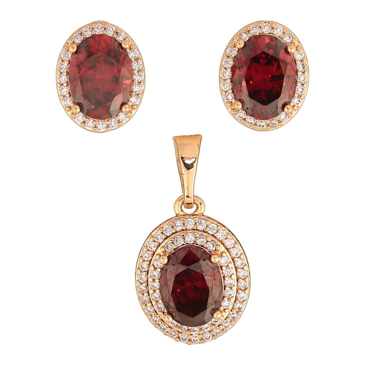 Набір Xuping колір Позолота 18K сережки кулон "Червоні кристали в обрамленні" фото №21 Набір Xuping колір Позолота 18K сережки кулон "Червоні кристали в обрамленні" фото №21