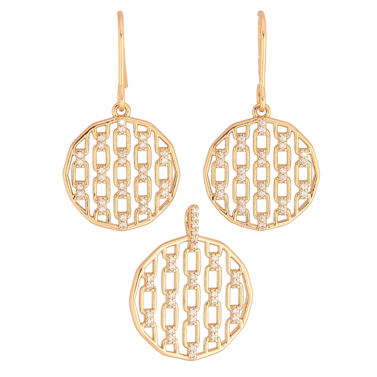 Набір Xuping колір Позолота 18K сережки кулон "Візерунок з кристалами" фото №6