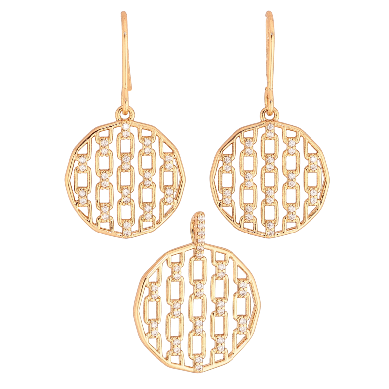 Набір Xuping колір Позолота 18K сережки кулон "Візерунок з кристалами" фото №24 Набір Xuping колір Позолота 18K сережки кулон "Візерунок з кристалами" фото №24