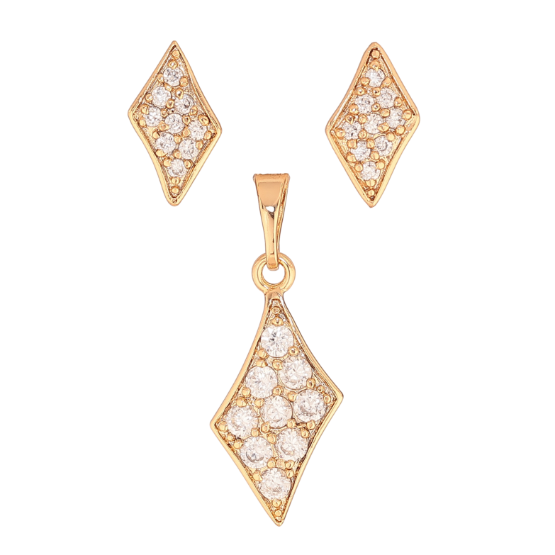 Набір Xuping колір Позолота 18K сережки кулон "Ромби з кристалами" фото №1