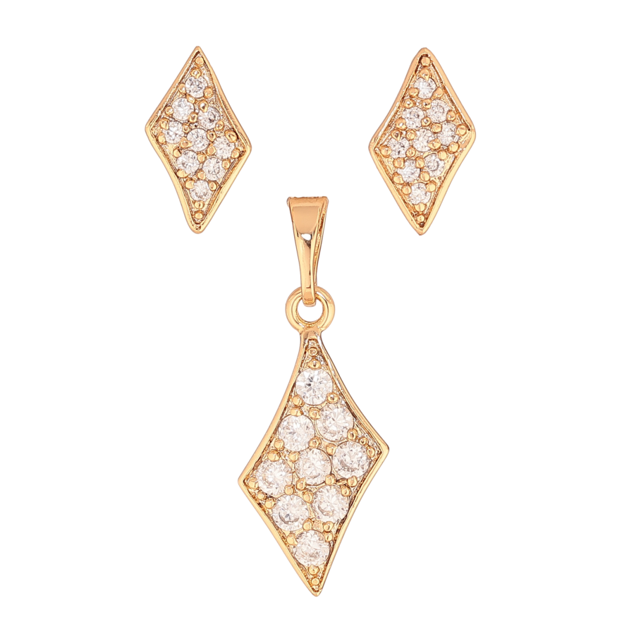 Набор Xuping цвет Позолота 18K серьги кулон "Ромбы с кристаллами" фото №1
