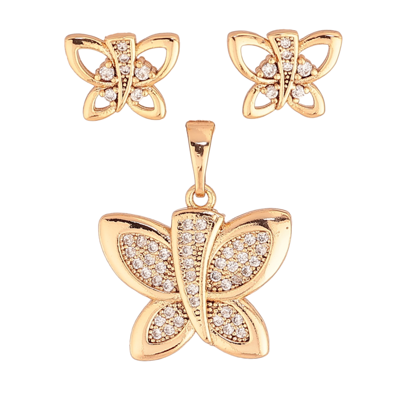 Набір Xuping колір Позолота 18K сережки кулон "Метелики" фото №1
