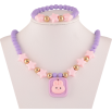 Набір дитячий Xuping TTM Stainless Steel колір 14К Кольє Браслет "Бузкові намистини з рожевими зірочками" на гумці фото №2