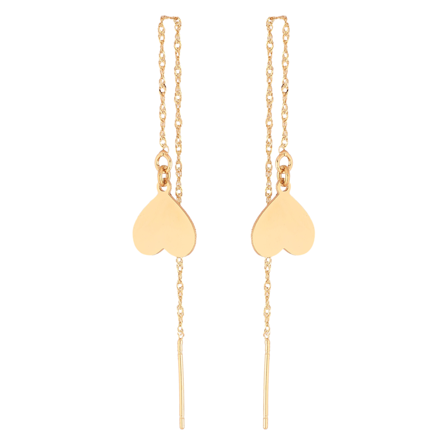 Серьги Xuping M&L цвет 18K протяжки "Сердечки на цепочках" фото №1