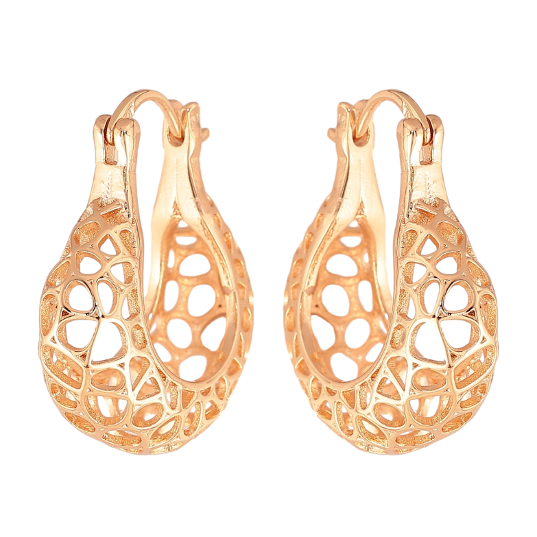 Серьги Xuping M&L цвет 18K замок-булавка "Декоративный узор" ø 2см фото №1